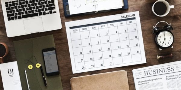desk calendar and work space